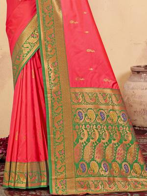 Sangam prints pink silk woven work traditional saree 3