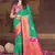 Sangam prints teal green silk woven work traditional saree