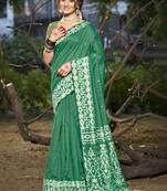 Sangam prints green cotton woven work traditional saree