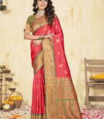 Sangam prints pink silk woven work traditional saree