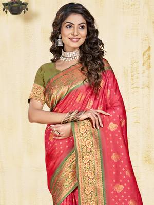 Sangam prints pink silk woven work traditional saree 2