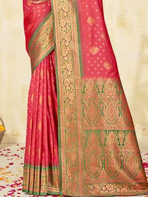 Sangam prints pink silk woven work traditional saree 3