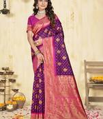 Sangam prints wine silk woven work traditional saree
