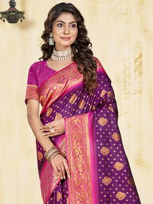 Sangam prints wine silk woven work traditional saree 2