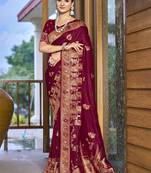 Sangam prints magenta silk woven work traditional saree