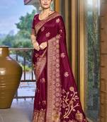 Sangam prints magenta silk woven work traditional saree