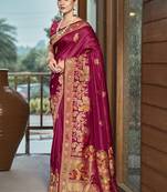 Sangam prints magenta silk woven work traditional saree