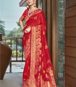 Sangam prints red silk woven work traditional saree