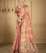 Sangam prints pink organza woven work traditional saree