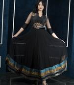 Nikhaa embroidered black georgette anarkali kurta &