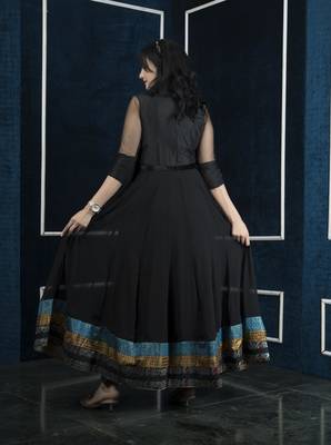 Nikhaa embroidered black georgette anarkali kurta & 5