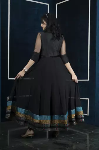Nikhaa embroidered black georgette anarkali kurta &