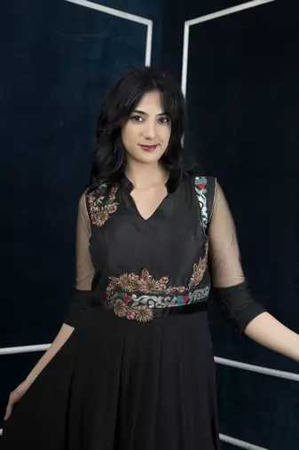 Nikhaa embroidered black georgette anarkali kurta &