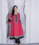 Nikhaa embroidered pink georgette anarkali kurta &