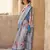 Georgette weaving work digital print grey saree
