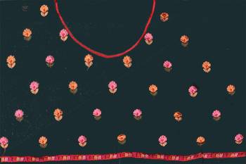 Bottle Green Kashmiri Zari Resham Embroidered Border Georgette Saree With Matching Blouse Piece 5