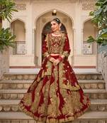 Velvet Maroon Embroidered Stone Work Wedding Lehenga Choli