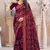 Wine Kashmiri Zari Resham embroidered Georgette Saree With Matching Blouse Piece