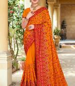 Mustard Zari Resham embroidered Georgette Saree With Matching Blouse Piece