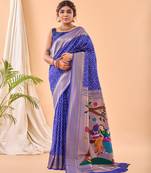 Violet Paithani style silk Bland zari weaving border & Pallu Saree with Blouse