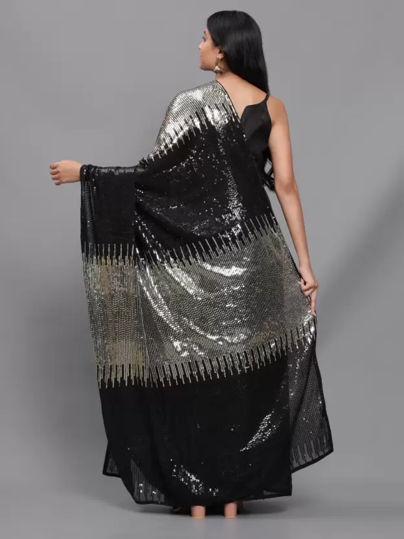 Double Sequins Work Georgette Fabric Bollywood Style