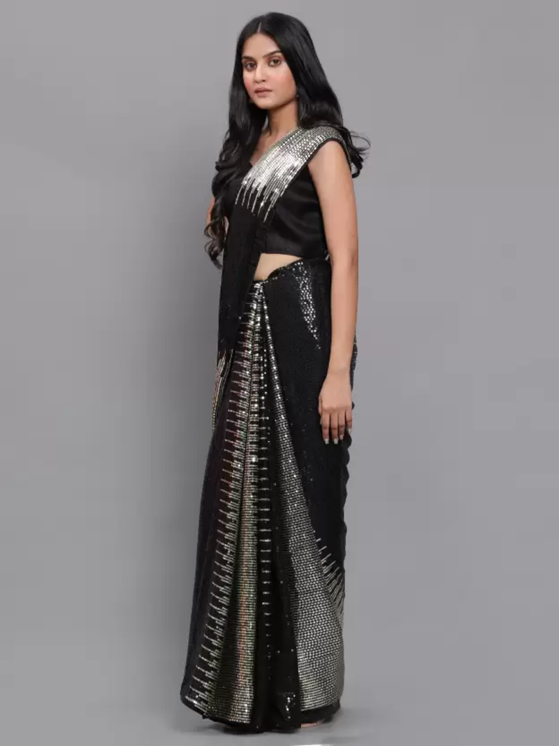 Double Sequins Work Georgette Fabric Bollywood Style