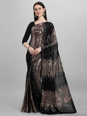 Double Sequins Work Georgette Bollywood Style 1