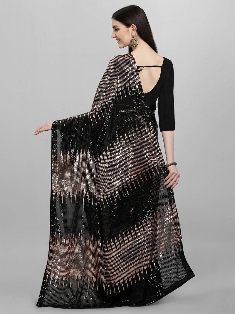 Double Sequins Work Georgette Fabric Bollywood Style