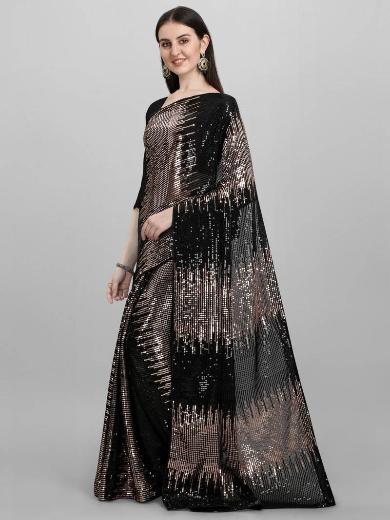 Double Sequins Work Georgette Fabric Bollywood Style