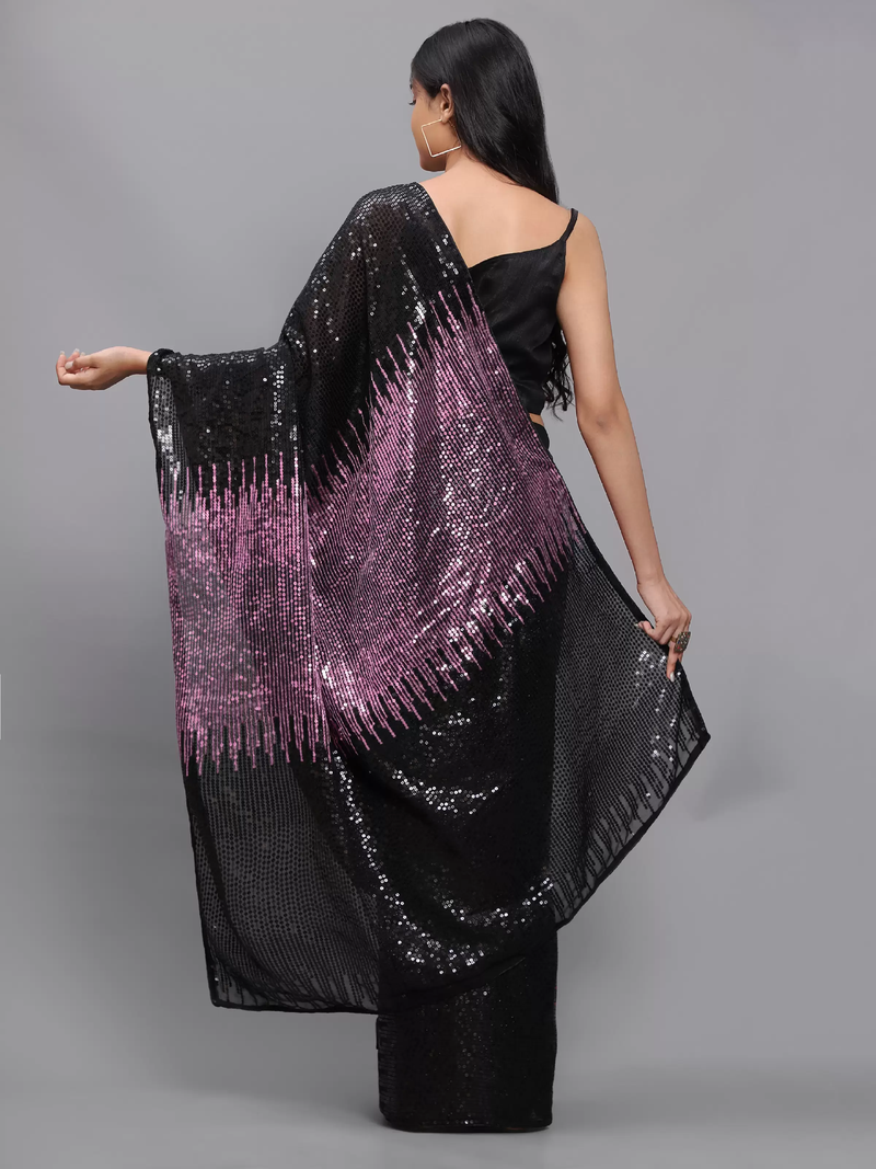 Double Sequins Work Georgette Fabric Bollywood Style