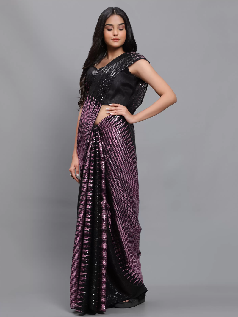 Double Sequins Work Georgette Fabric Bollywood Style