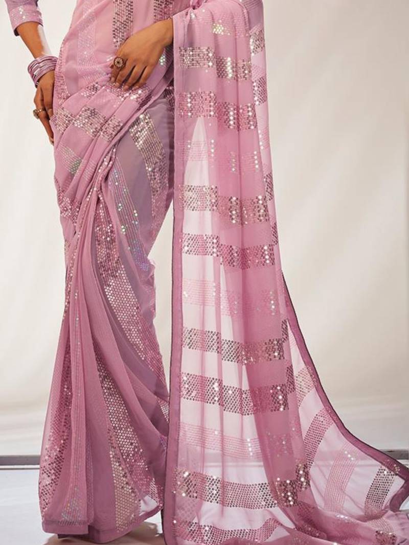 Sequins Work Georgette Fabric Bollywood Style Saree