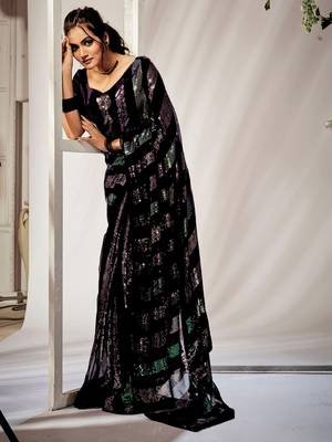 Sequins Work Georgette Bollywood Style Saree 1
