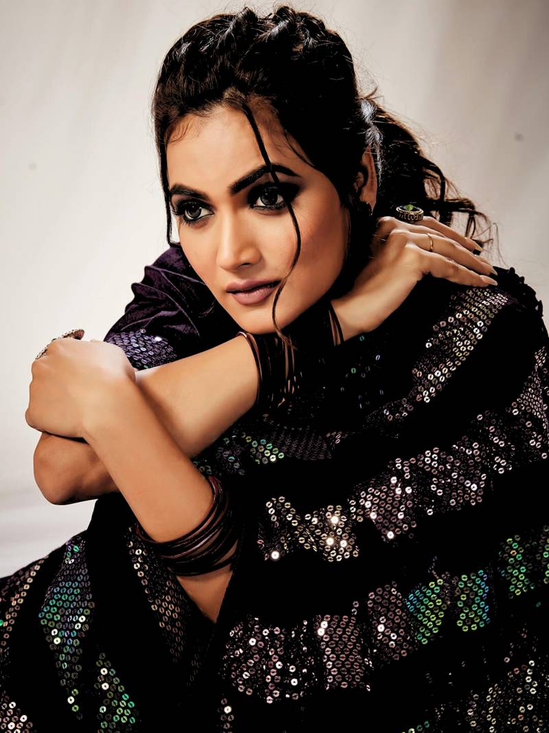 Sequins Work Georgette Fabric Bollywood Style Saree