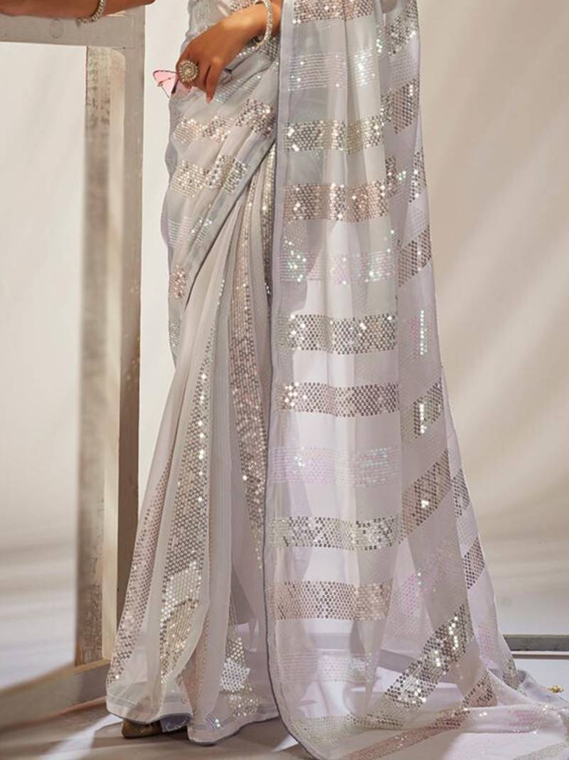 Sequins Work Georgette Fabric Bollywood Style Saree