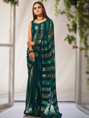 Sequins Work Georgette Bollywood Style Saree 1