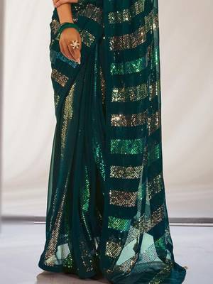 Sequins Work Georgette Bollywood Style Saree 4