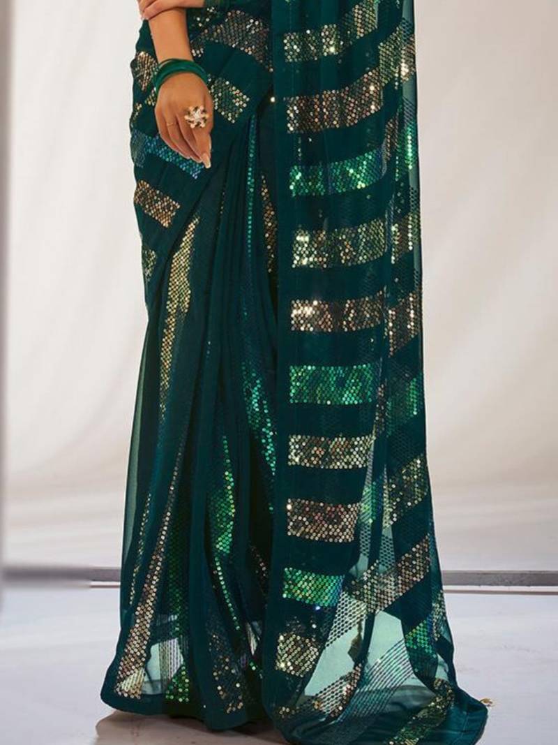 Sequins Work Georgette Fabric Bollywood Style Saree