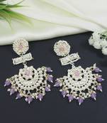 traditional chandbali earrings with kundans & pearls for women 