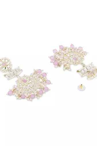 traditional chandbali earrings with kundans & pearls for women 