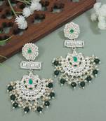 traditional chandbali earrings with kundans & pearls for women 