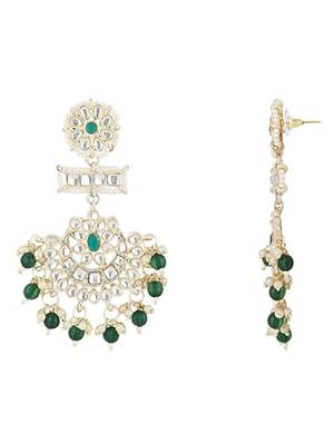 traditional chandbali earrings with kundans & pearls for women  3