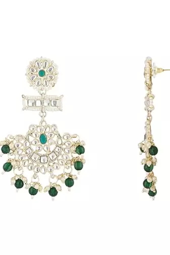 traditional chandbali earrings with kundans & pearls for women 