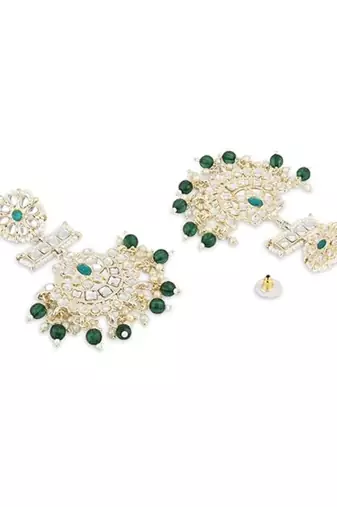 traditional chandbali earrings with kundans & pearls for women 