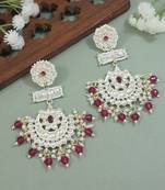 traditional chandbali earrings glided with kundans & pearls for women 