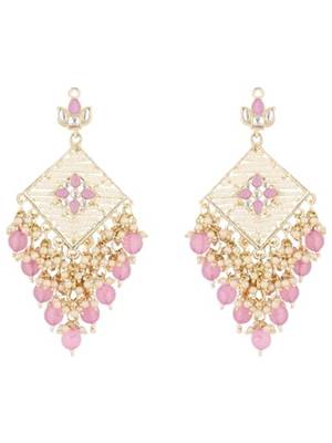 traditional kundan pearls dangle earrings for women 2