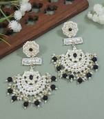 traditional chandbali earrings with kundans & pearls for women 