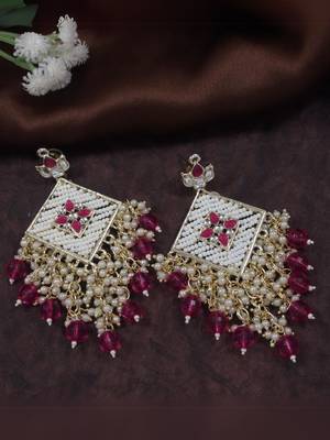 traditional kundan pearls dangle earrings for women 1