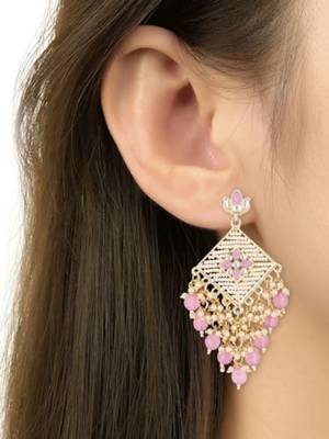 traditional kundan pearls dangle earrings for women 5