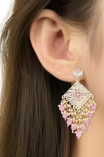 traditional kundan pearls dangle earrings for women